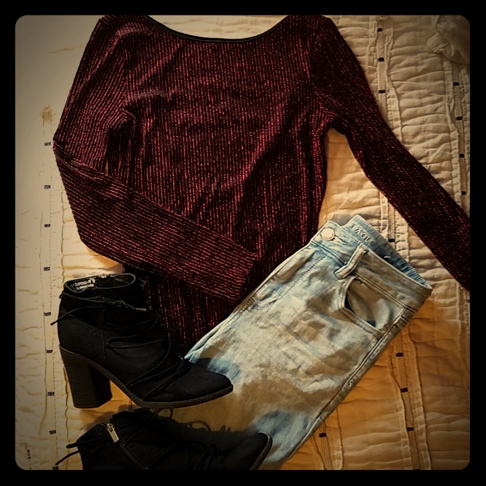 Forever 21 burgundy striped bodysuit